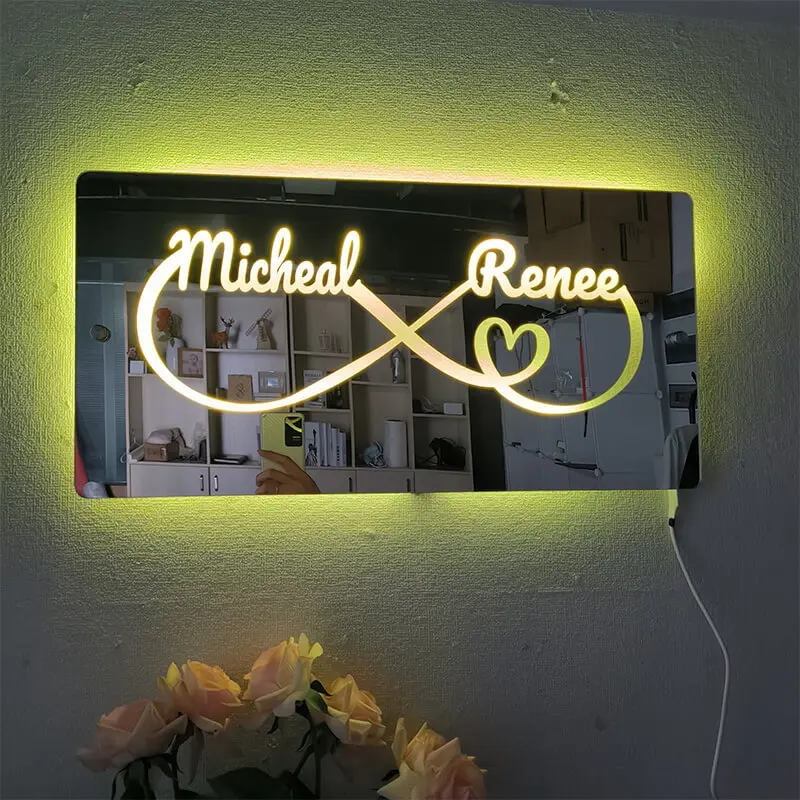 Personalized Infinity Mirror Night Light with Names