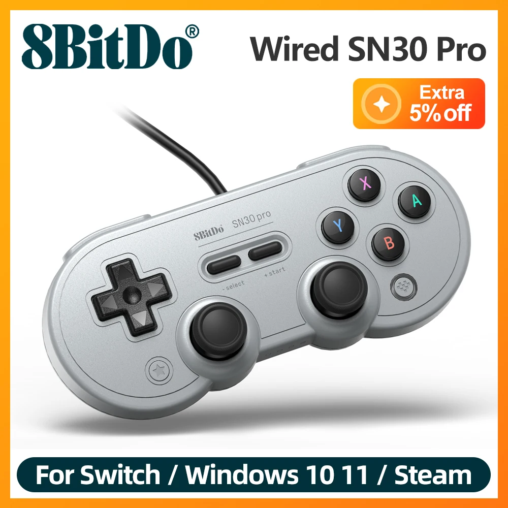 

8BitDo Wired SN30 Pro USB Controller Gamepad for Nintendo Switch Windows Raspberry Pi with Classic Vintage Design