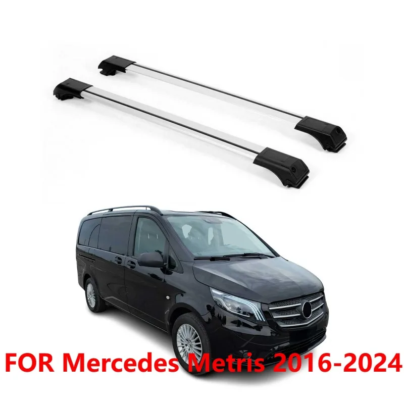 

For Mercedes Metris 2016-2024 Raised Roof Rack Cross Bars Carrier Alu Silver 2pc