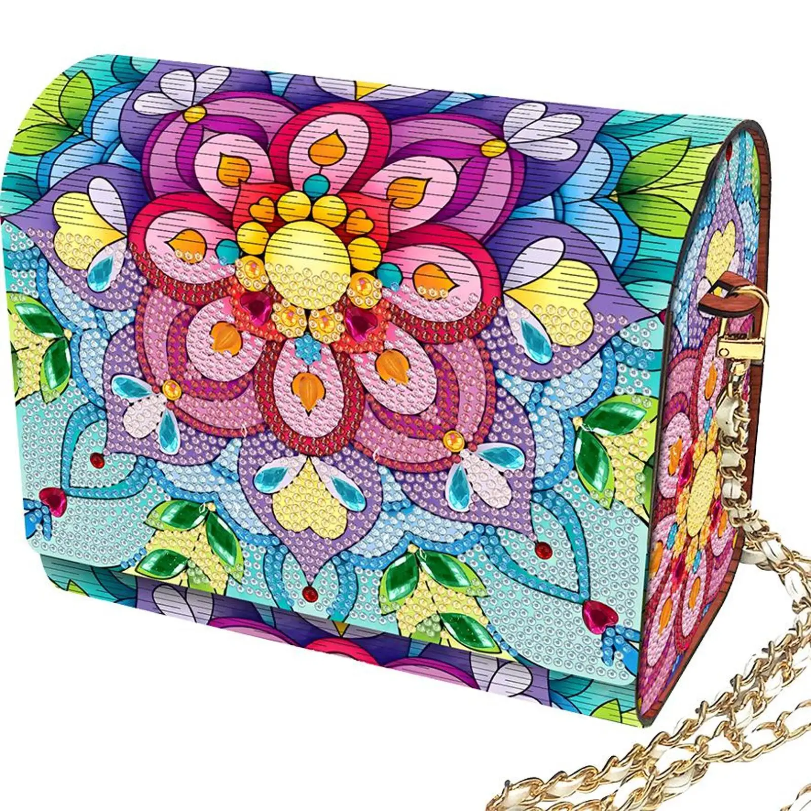 

DIY Мандала Алмазное искусство Деревянный мешочек для монет с цепочкой 5D Алмазная картина Кошелек