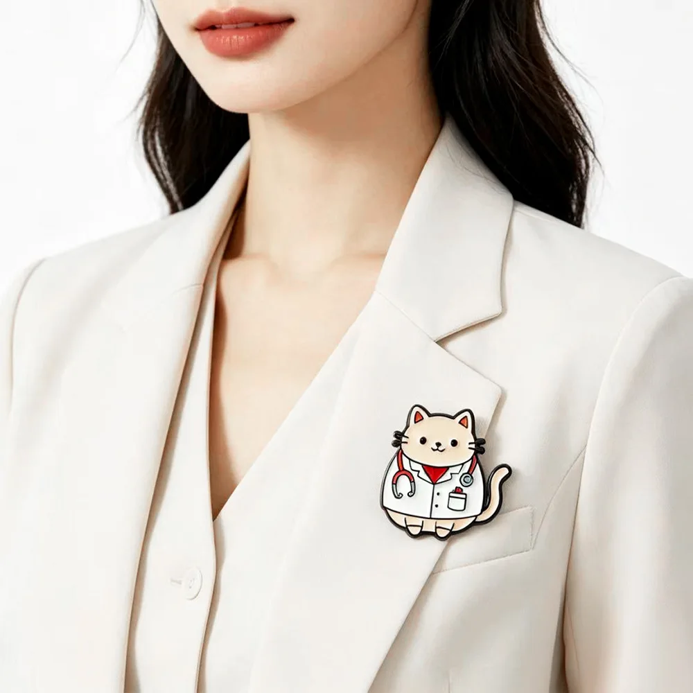 Cross border new product niche versatile clothing brooch badge, cute cartoon doctor medical equipment cat panda shape