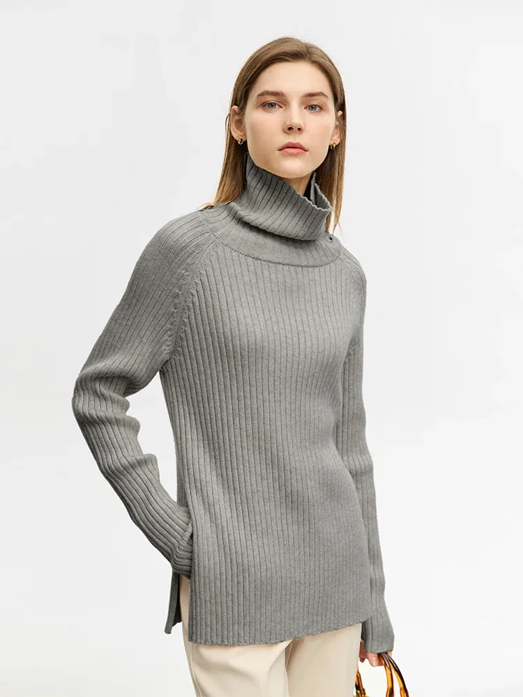 AMII Minimalist Sweaters For Woman 2023 Wnter New Medium Long Slim-fit Turtleneck Raglan Sleeve Basics Solid Pullovers 12344193