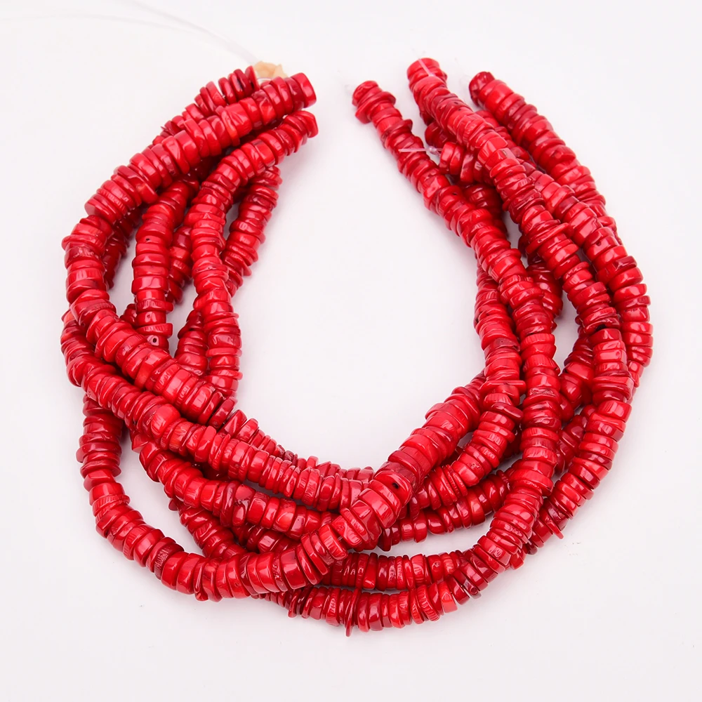 APDGG 1 Strand Red Coral Freedom Round Coin Beads Gemstone 15.5\