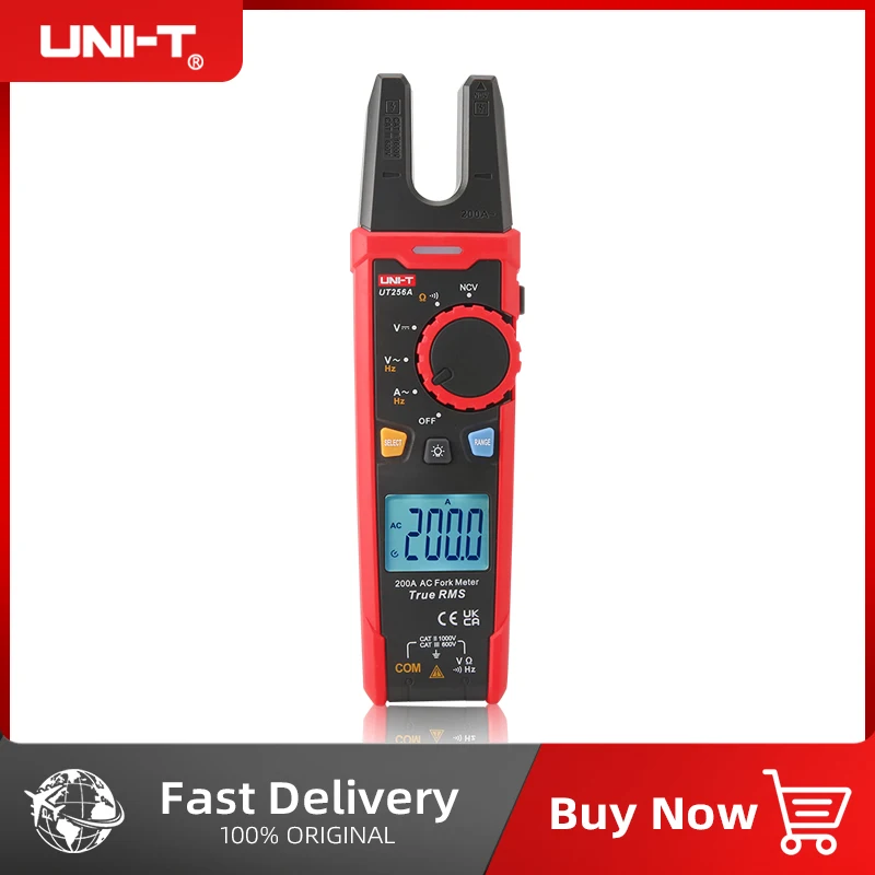 UNI-T UT256A Digital Clamp Meter True RMS Fork Meter AC Current Pliers Ammeter Voltmeter Capacitor Frequency Tester