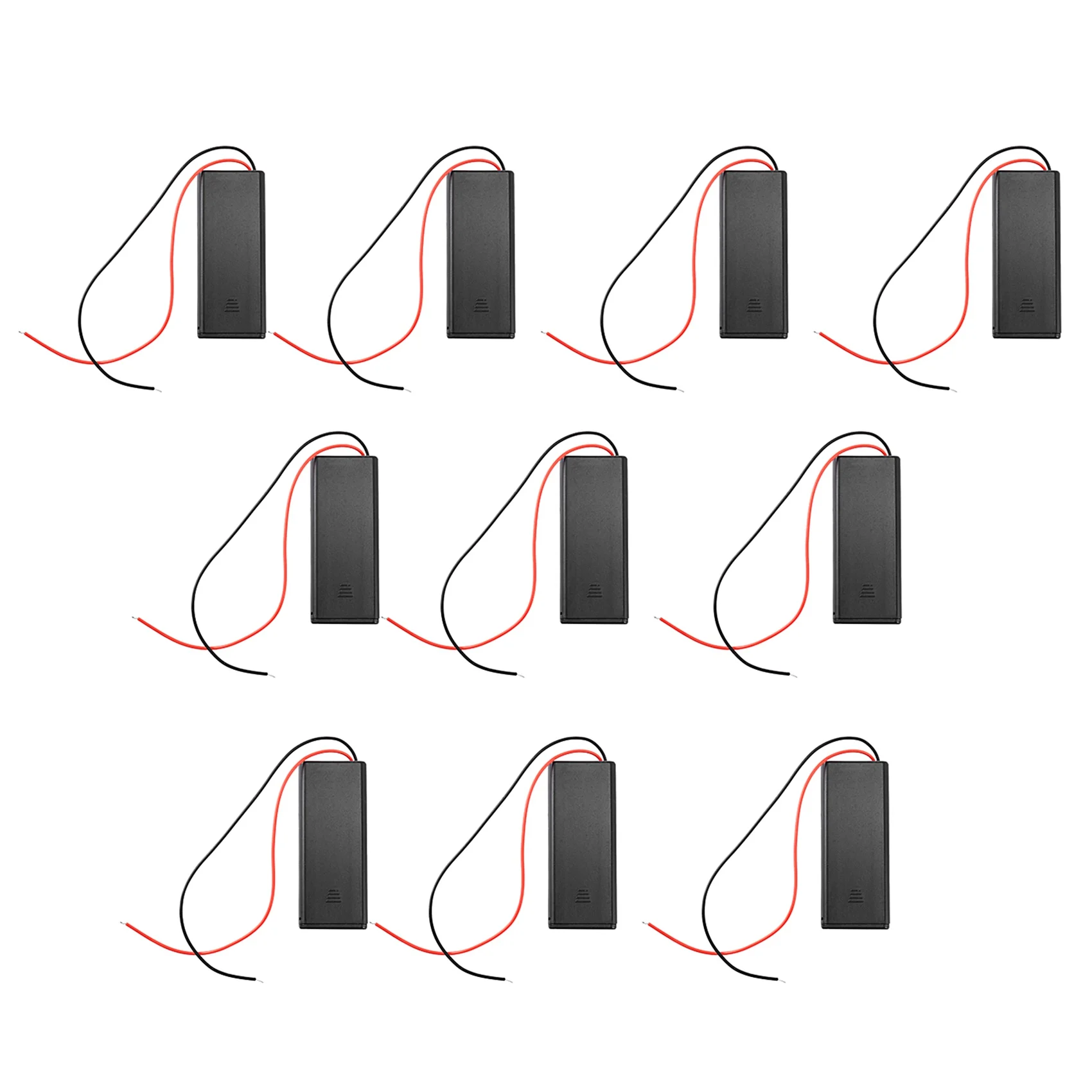 10/Pcs 2 AAA Battery Holder with Switch ON Off and Back Cover with Cord Wire Leads 3V Batteries Storage Box Battery