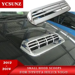 ABS Chrome Small Hood Scoops Outlet Cover For Toyota Hilux Vigo 2011 2012 2013 2014 Car Styling Accessories Double Cabin