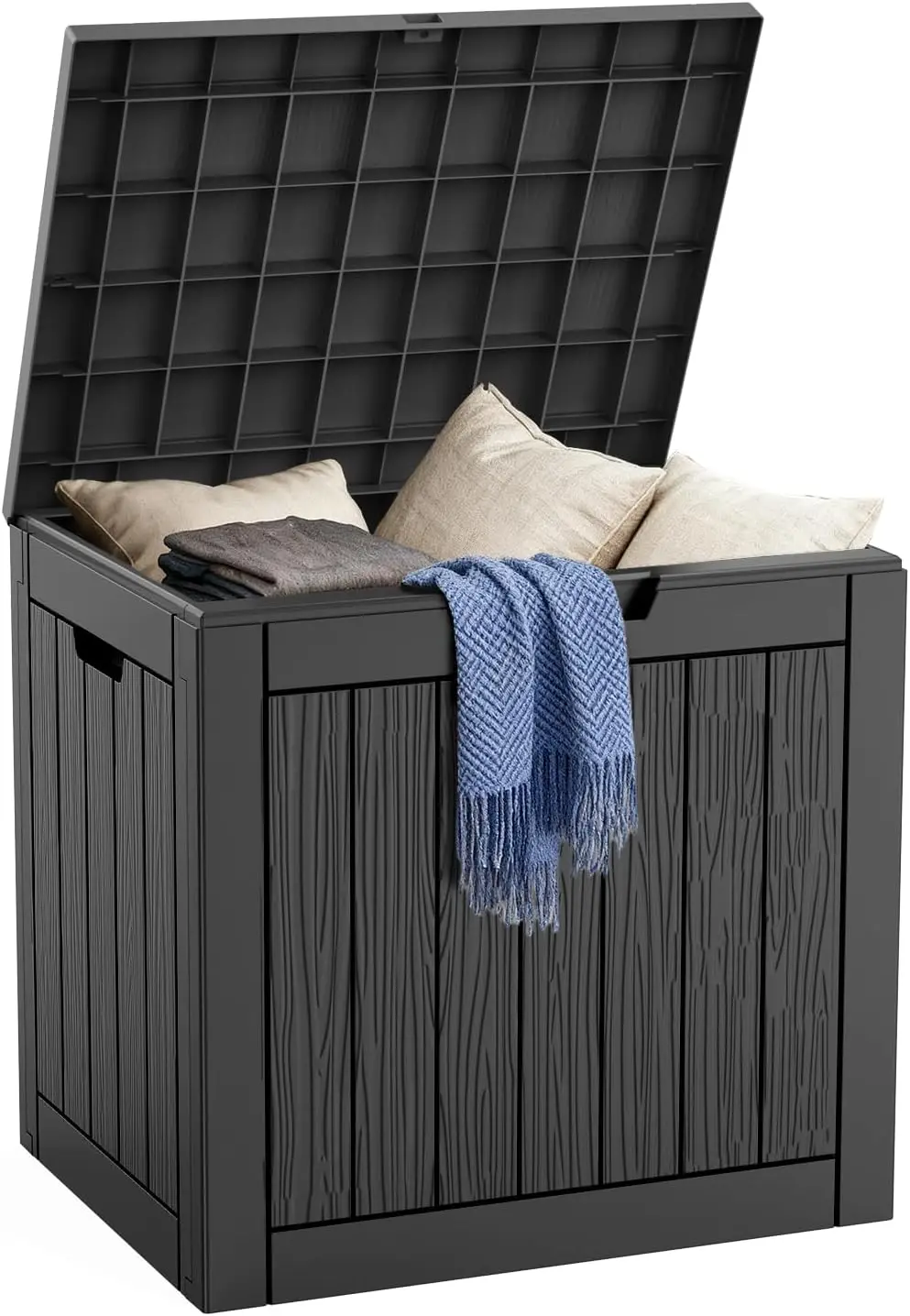 

Deck Boxes, 30 Gallon Outdoor Storage Box for Patio Cushion, Garden Tools, Waterproof and UV Resistant, Lockable （Black，30