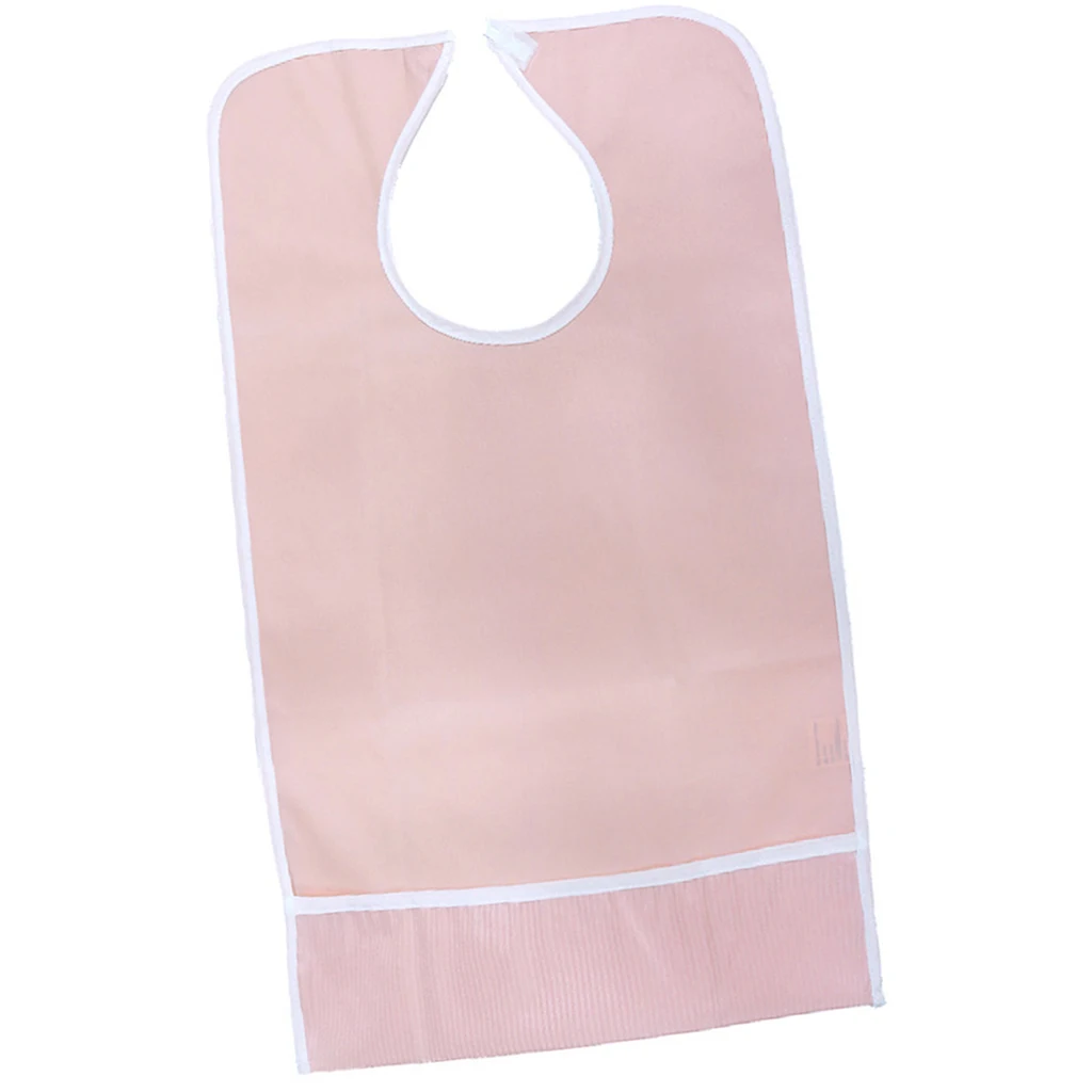 Babero grande impermeable de PVC para adultos y ancianos, ropa para comer, delantal para discapacidad con bolsillo recogedor de migas