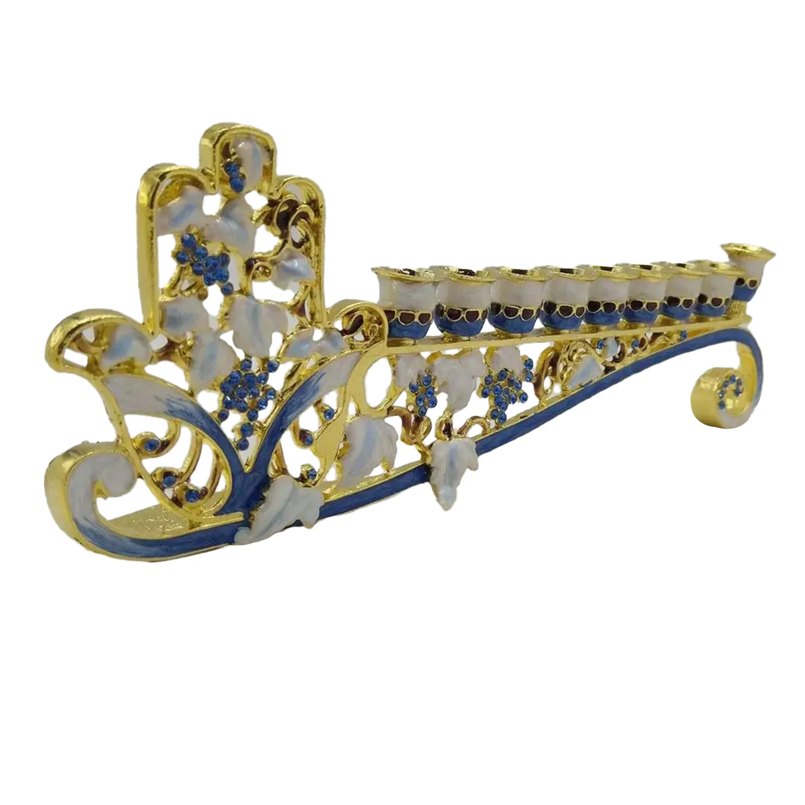 Ouro azul 9 ramo castiçal para hanukkah menorah candelabro suporte de vela festa de natal casamento decoração para casa castiçais