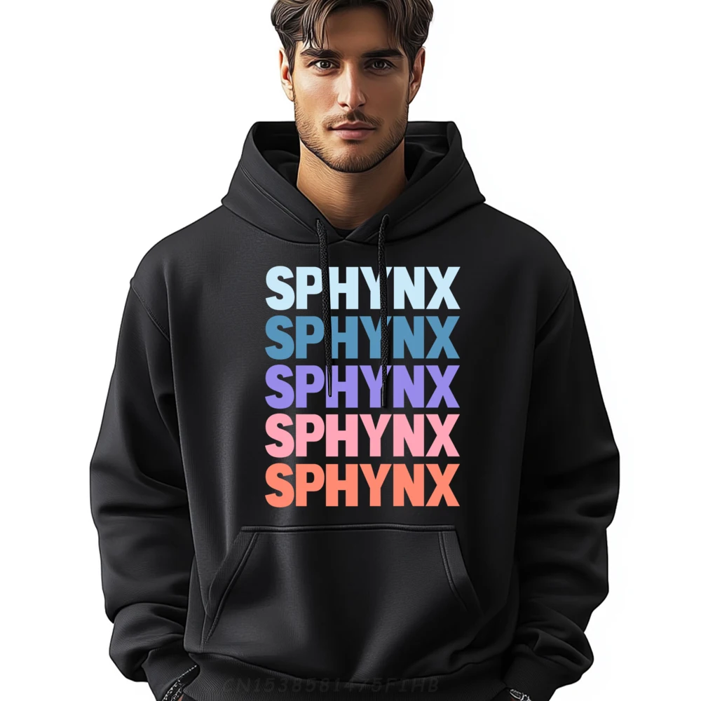 

Funny Modern Repeated Text Design Sphynx Vintage Hoodies Men Adult Classic and versatile Camisetas De Hombre Normal