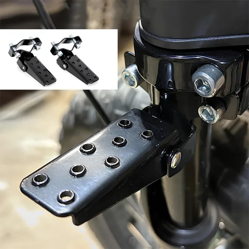 1 Pair Black Foldable Footrest Motorcycle Foot Pegs Back Seat Pedals Modified Acesssories For Most Moto Bicycle Scooter ATV UTV