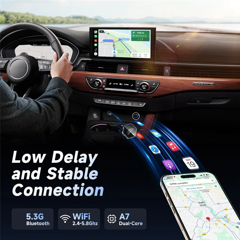 ABCL Wired To Wireless Carplay Wireless Box Wireless Carplay Adapter Wired To Wireless Carplay For USB/Type C Dongle