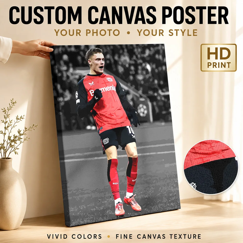 Florian Wirtz Celebration Canvas Painting Poster Personalized Photo Sports Portrait Wall Art for Game Room Decor Ready to Hang