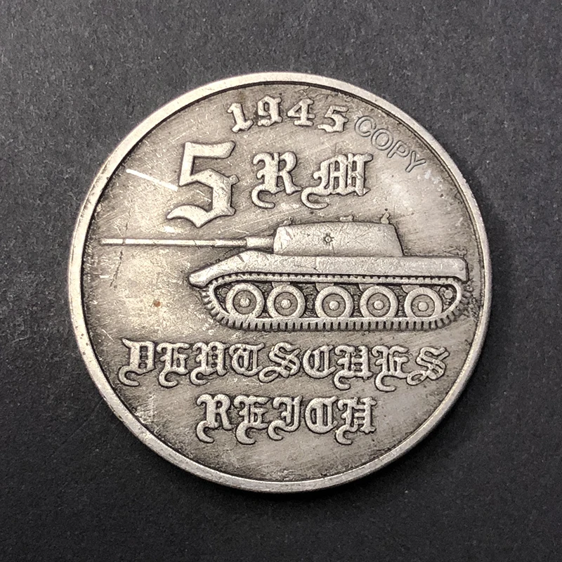 German 1943/1944/1945 tank 5 mark coin, replica collection commemorative medal, home decoration coin, original collection coin