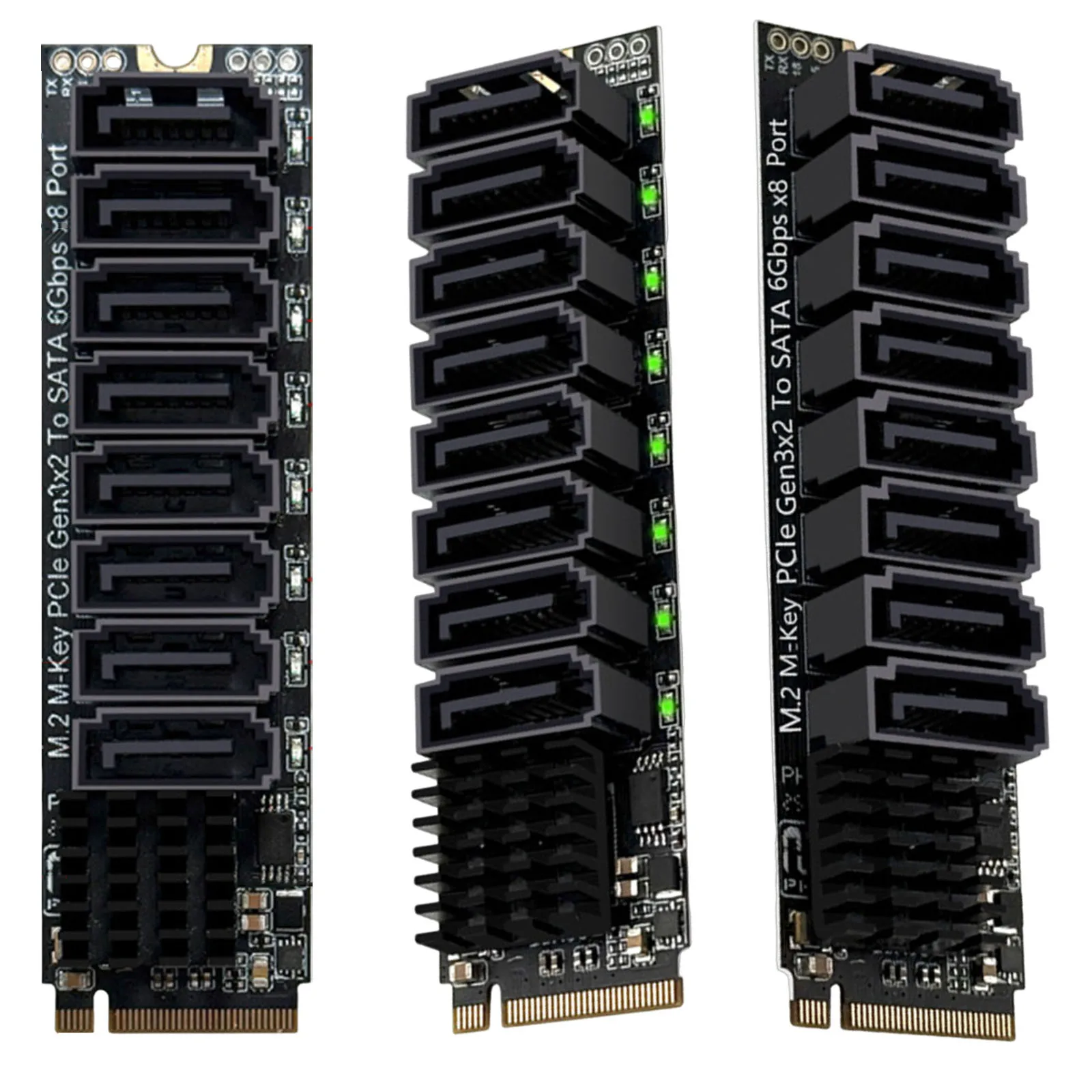 M.2 M KEY NVMe To SATA Convert Card ASM1166 6Gbps 8 Port M.2 M-Key PCIE3.0 To SATA Adapter Tools Included for Desktop PC