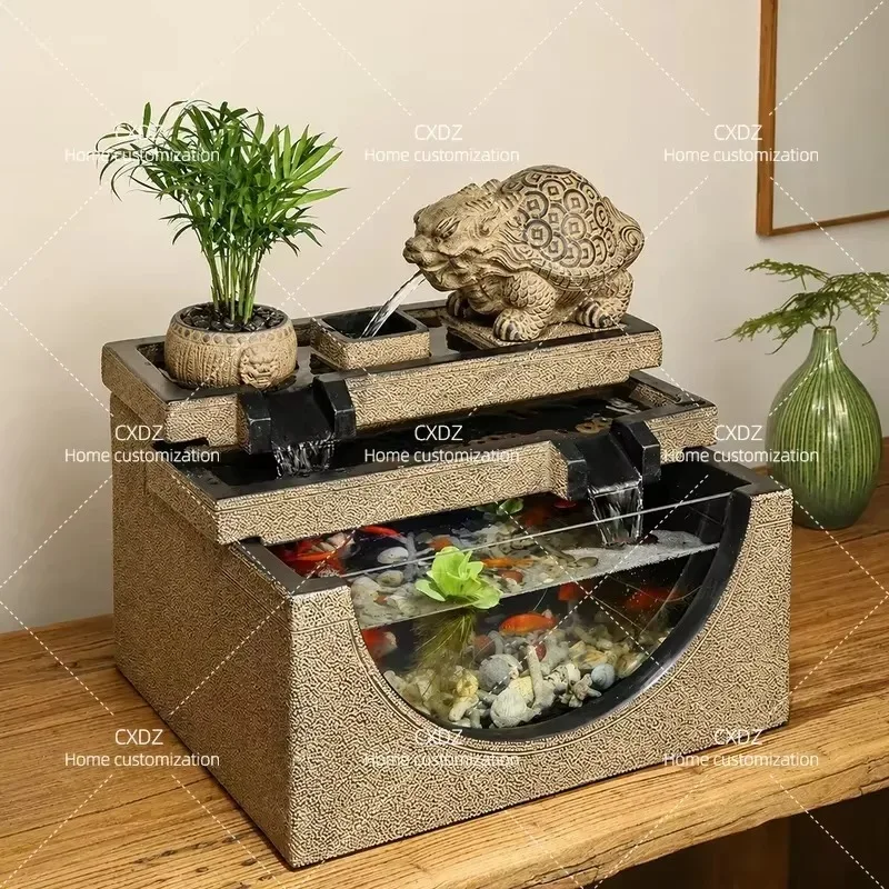 New Chinese Style Desktop Water Feature Ornament with Dragon Turtle and Fish Creative Circulating Fountain for Office Home