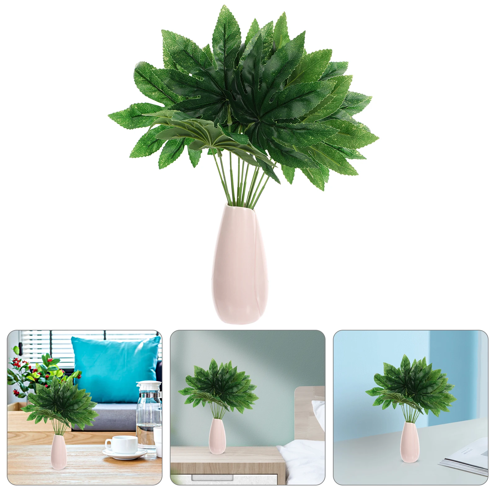 

6 Pcs Artificial Plants Simulation Green Leaves Bonsai Realistic Natural Decor Indoor Outdoor desktop decorations of simulation