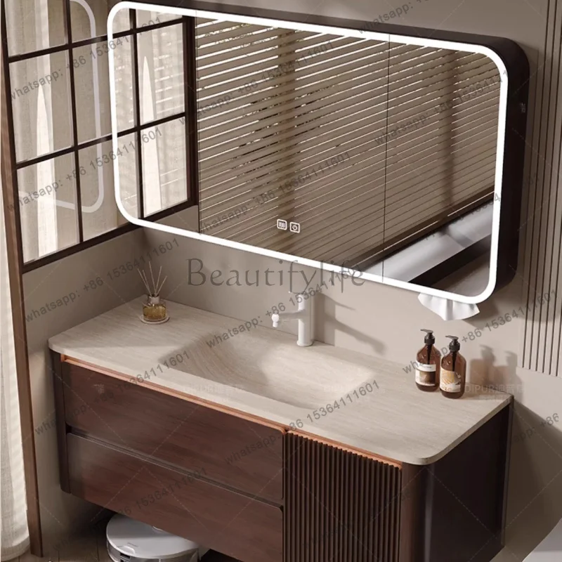 LJYDrawers Wooden Bathroom Cabinet Space Saver Partitions Perfume Bathroom Cabinet Sink Corner Mirror Gabinete Trendy Furniture