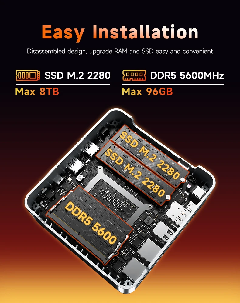 KTHIN K8 Mini PC R7 H255 4.9GHz WIFI6 BT5.2 Mini Computer DDR5 5600MHz PCIe4.0 SSD 2.5G LAN Dual USB4.0 Mini Computer/ OpenClaw