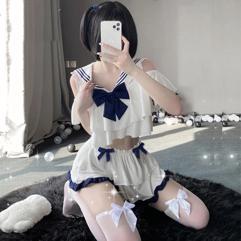 

Женская милая студенческая униформа моряка в стиле аниме для девочек, эротическое белье для косплея, пижамные костюмы
