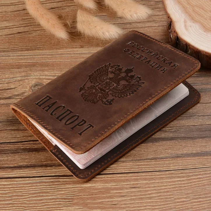 Russia Passport Cover Engraved Covers for Passport Travel  Customised Leather Passport Holder