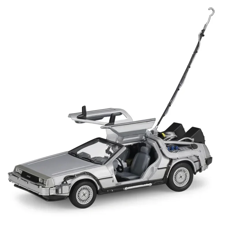 WELLY Diecast 1:24 Scale Model Car Toy Delorean For Movie Back to The Future Part 1/2/3 DMC-12 Metal Alloy Toy Car For Kids Gift