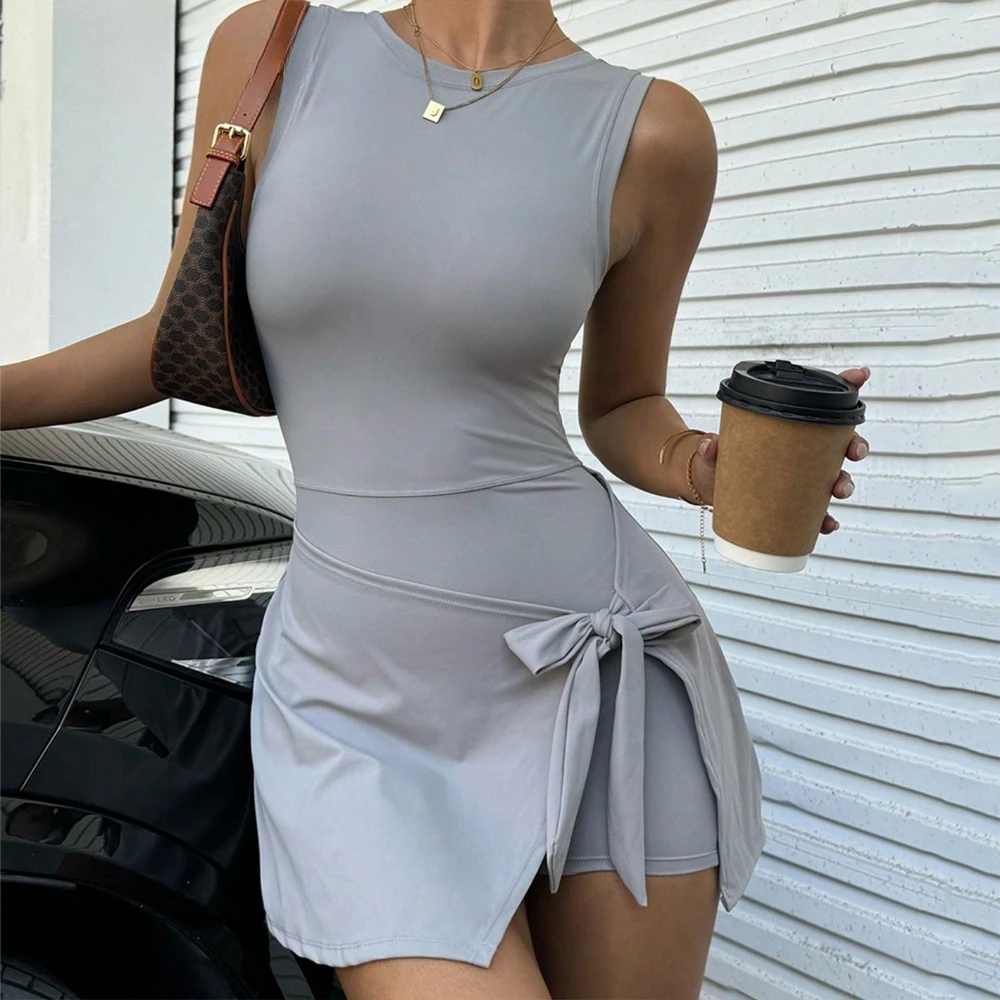 

New Fake Two-piece Anti-light Tight-fitting Tennis Skirt, Thin and High Elastic Casual Fitness Back Yoga Dress