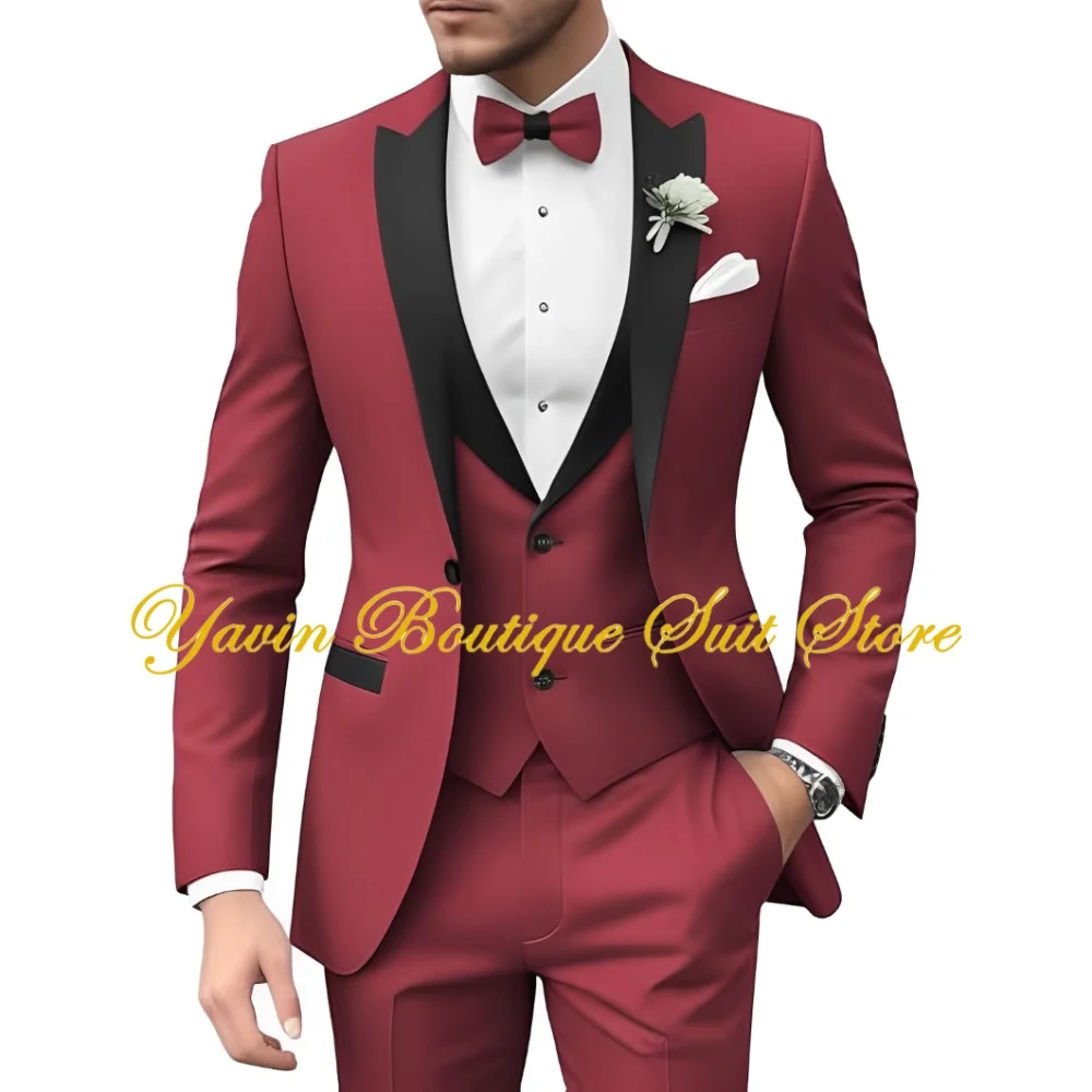 بدلة رجالية رسمية 3 قطع سترة بقصة ضيقة وسراويل تناسب الرجال بدلة سهرة عصرية لحفلات الزفاف وحفلات التخرج للرجال