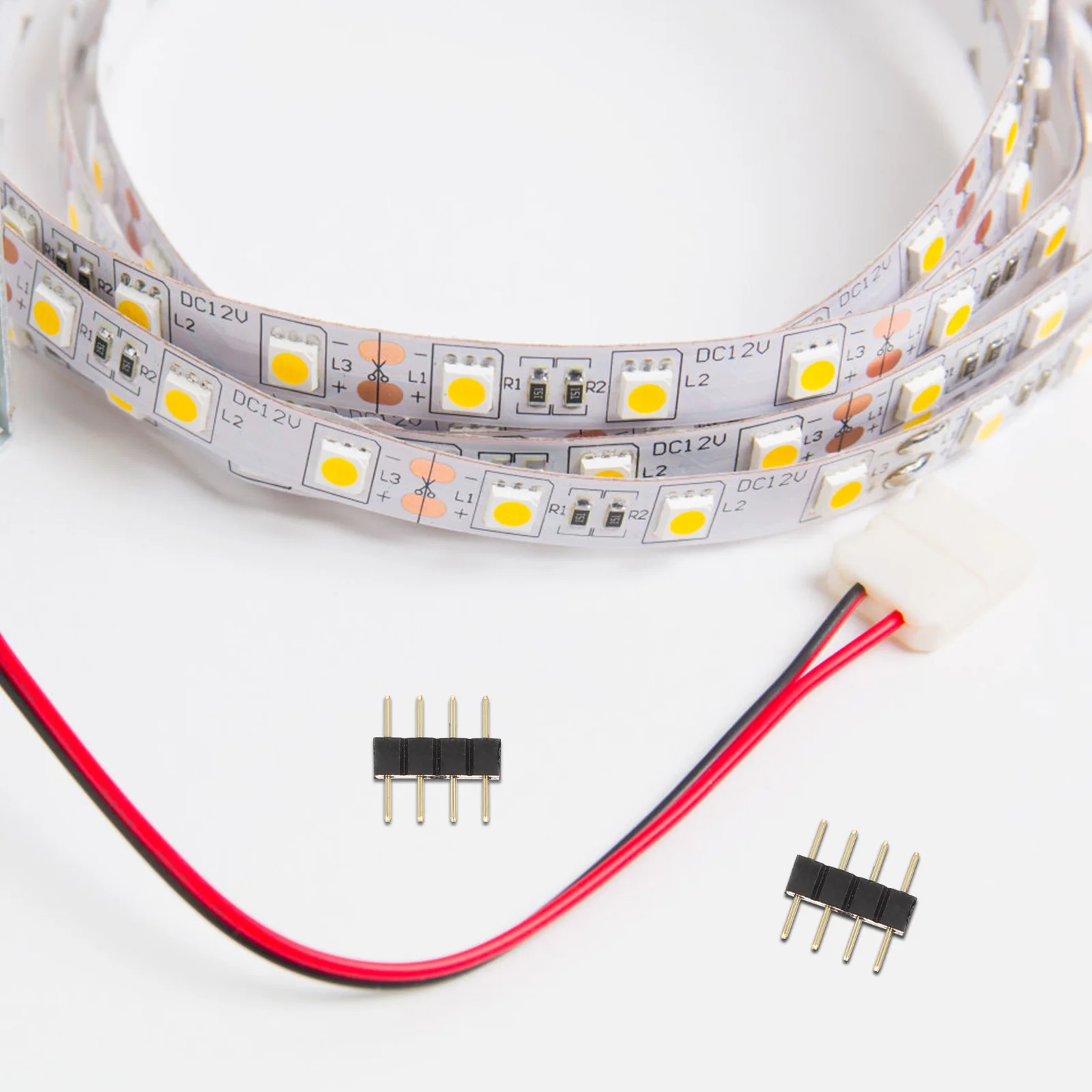 

200Pcs Round Pin Headers Copper Material High Conductivity Easy Insert Extract for Lamp Strip Rgb Cable Connection Breakaway