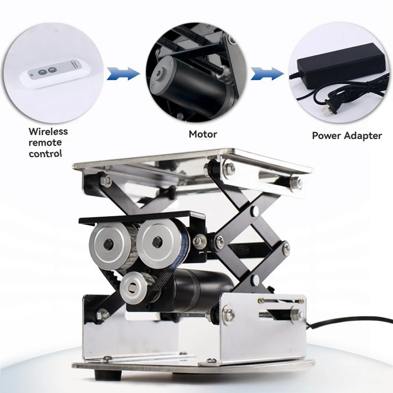 منصة رفع كهربائية قابلة للتعديل من الفولاذ المقاوم للصدأ 10-30 سم مختبر صغير من الفولاذ مع جهاز تحكم عن بعد للاستخدام المنزلي والمكتبي #1