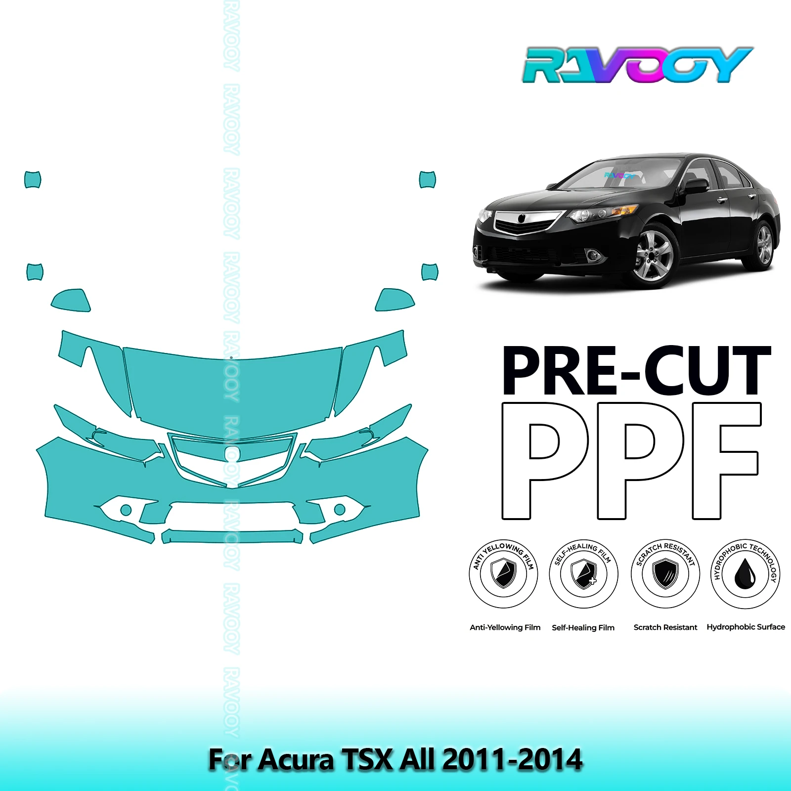 

Car Front Kit Clear Bra Precut PPF Paint Protection Film For Acura TSX All 2011-2014