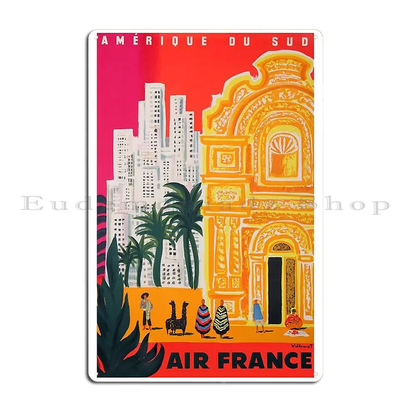 1958 Air France Am%C3%A9rique Du Sud Travel Poster Metal Plaque Custom Pub Bar Classic Wall Decor Tin Sign Poster