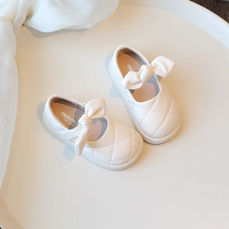 

Children Leather Shoes for Girls Soft 2025 Spring New Baby Shallow Bow Solid Color Japanese Style Kids Versatile Casual Shoes