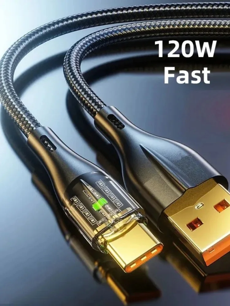 Kabel USB do typu C o mocy 120 W Super szybkie ładowanie danych do Xiaomi 12 Redmi Note 11 Samsung S23 S22 Huawei Type-c Charger Cord — zdjęcie 2