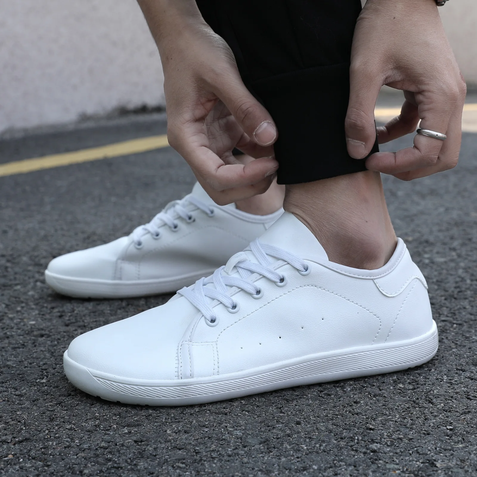 Artificial PU Shoes for Men and Women, Small White Shoes, Outdoor, Casual, Campus, Fashion, New, 2024