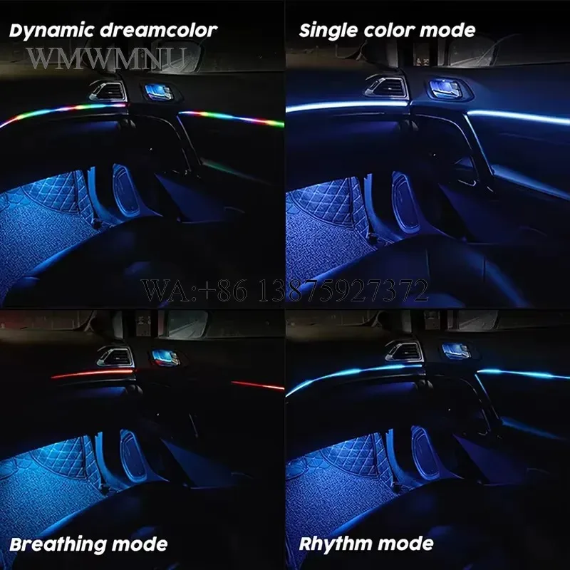 Wmwmnu for Car Decorative Ambient APP Control Light Strip Chasing Color Symphony LED Car Atmosphere Interior Lights