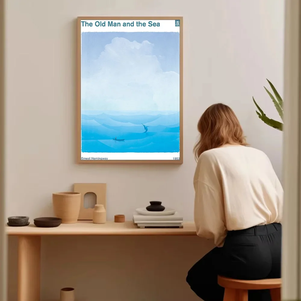 خمر همنغواي قماش الفن الرجل العجوز والبحر جدار ديكور الأدبي المشارك المحيط المشهد اللوحة هدية #5