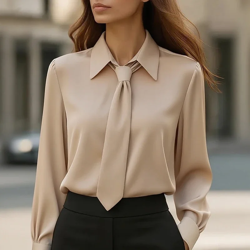 Autumn Elegant Women's Shirt White Black Women Blouse Shirt Long Sleeve Bow Collar Office Lady Casual Shirt Women Tops Spring