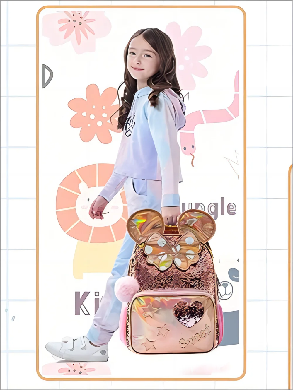 Backpack for Girls Kindergarten Bag Sequins Kindergarten Primary School Backpack Girl School Bag