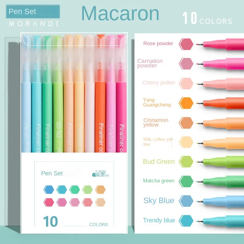 10pcs Multi Color Gel Pens Set Micron Tip Sweet Salt Morandi Retro Colors Quick Dry Ink Marker Stationary School Supplies