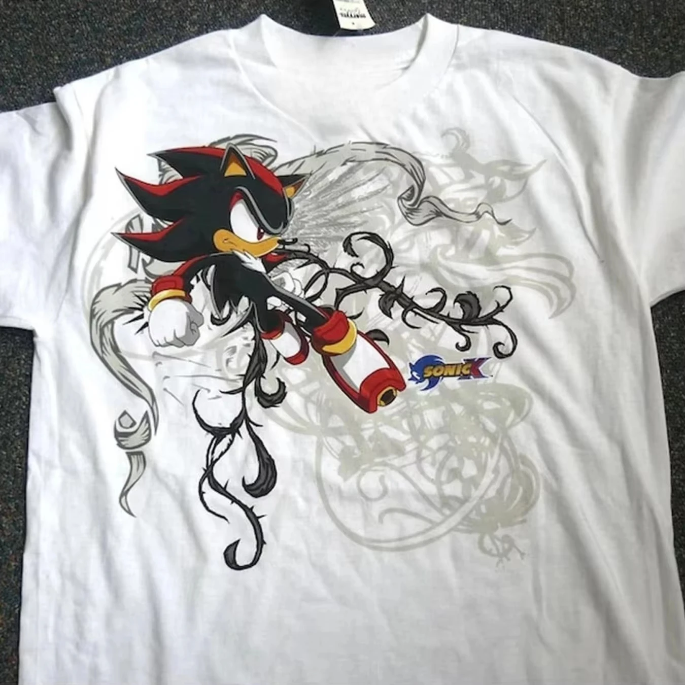 

Floral Print T-Shirt Soft Breathable Casual Comfortable Unisex Anime Style Graphic Print Funny Horror Sonic X Shadow White Tr