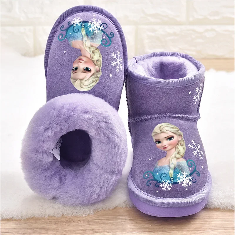 Stivali da neve per bambini Disney frozen elsa Girls winter plush warm scarpe casual antiscivolo stivali da pioggia per bambini addensati