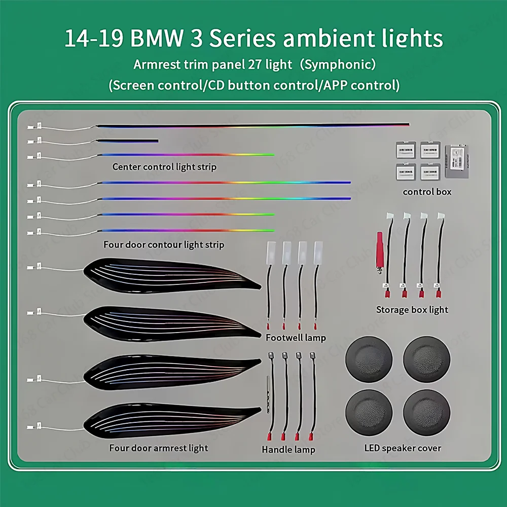 App Control 256 Colour Symphony Atmosphere Lamp illuminated Strip For BMW 3/4 Series 3GT F30 F31 F32 F34 Car LED Ambient Light