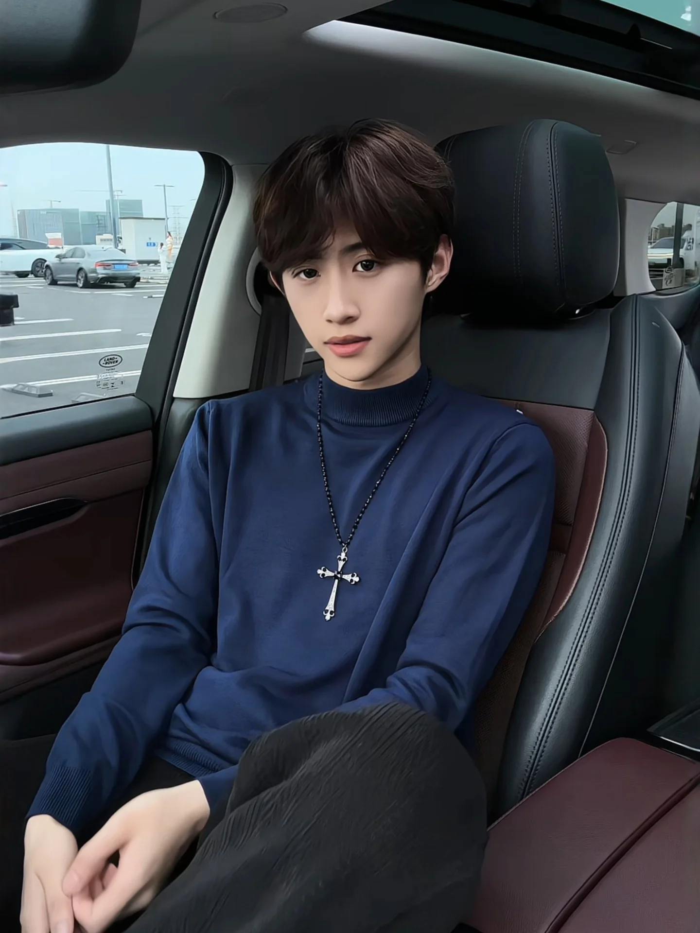 

Blue High Elastici Slim Fit Men's Knitwear f High Collar Sweater Autumn Winter Casual Sle Inner Wear for Men