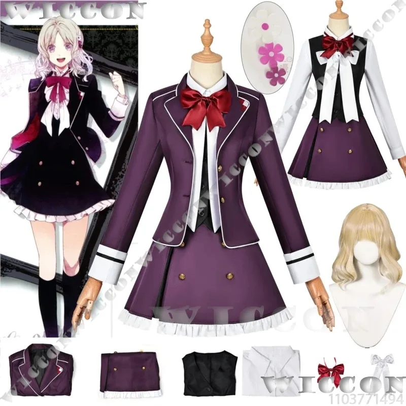 Iki Hiyori Anime Game DIABOLIK LOVERS Cosplay Costume Blonde Wig School Uniform JK Women Girl Daily Suit Holloween Customizeda;2