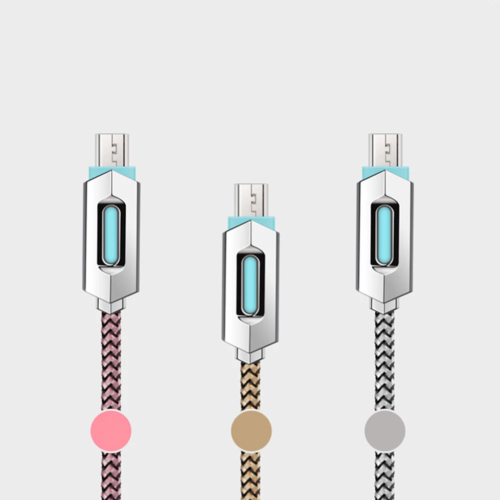 

1 Meter Micro USB Charge Cable Nylon Braided Data Sync Cable LED Light Indicator Fast Charging Compatible with Android Tablets