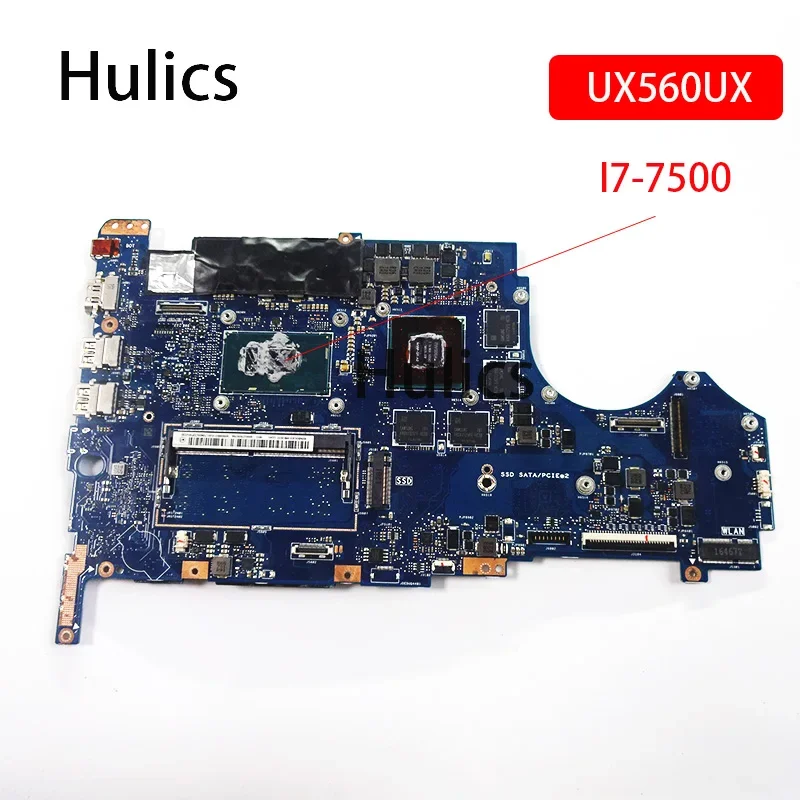 Hulics Used UX560UX Motherboard I7-7500 For Asus Q524U Q524UQ UX560U UX560UB  Laptop Mainboard  N16P-GT-A2