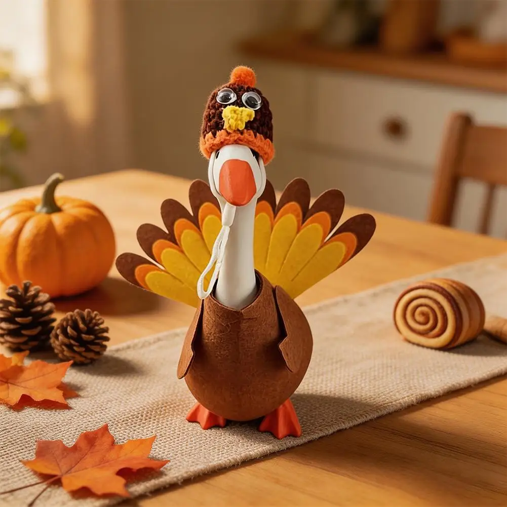 Haustierkleidung, 7-Zoll-Schreibtischgans, Thanksgiving-Outfits, Mini-Schreibtischgans, Thanksgiving-Kleidung, Truthahn-Kostüm, Dekoration für den Schreibtisch – Detail 6