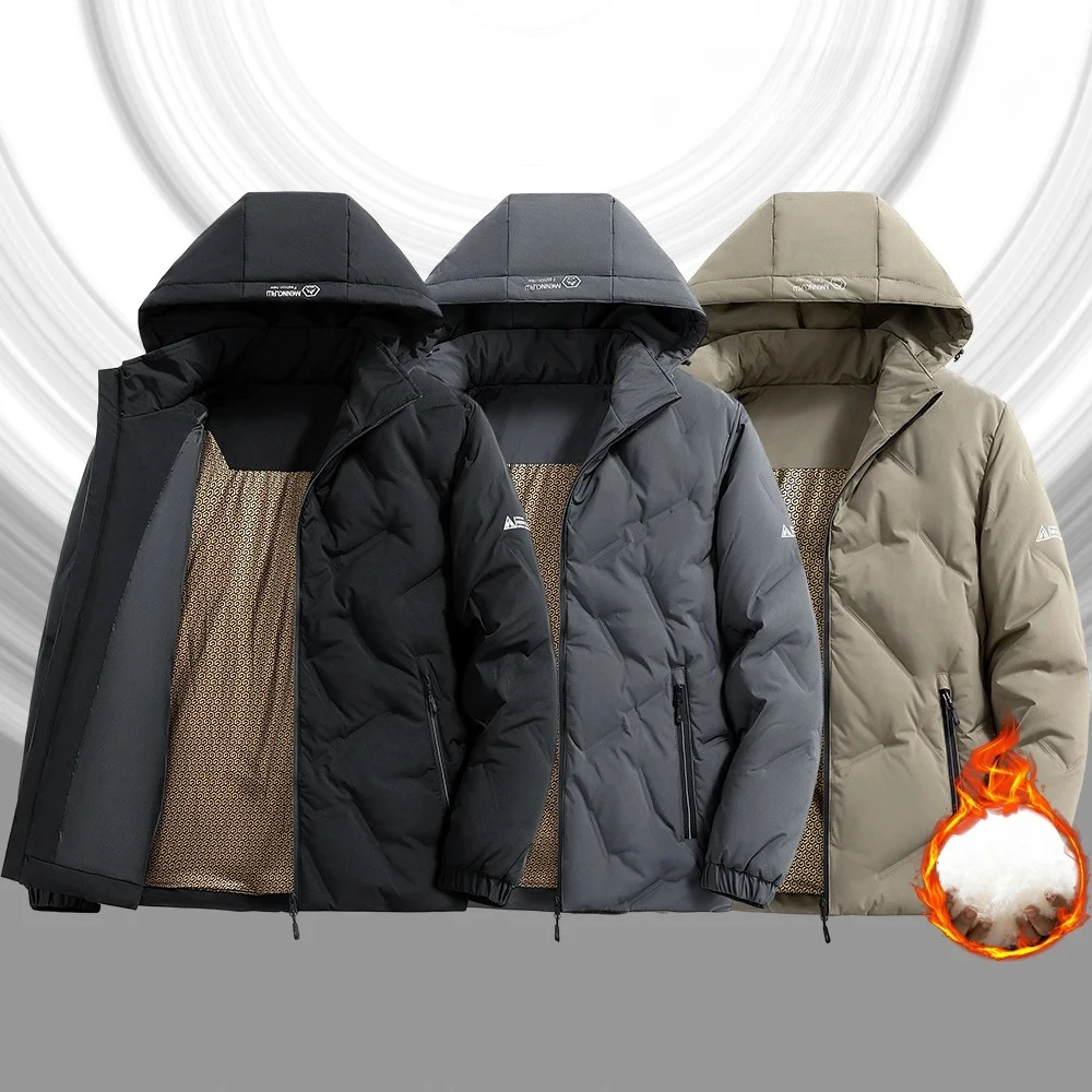 

Winter New Arrival: Water-Resistant Black and Gold Down Jacket Men's Windproof and Warm White Duck Down Coat Trendy Casual Wear