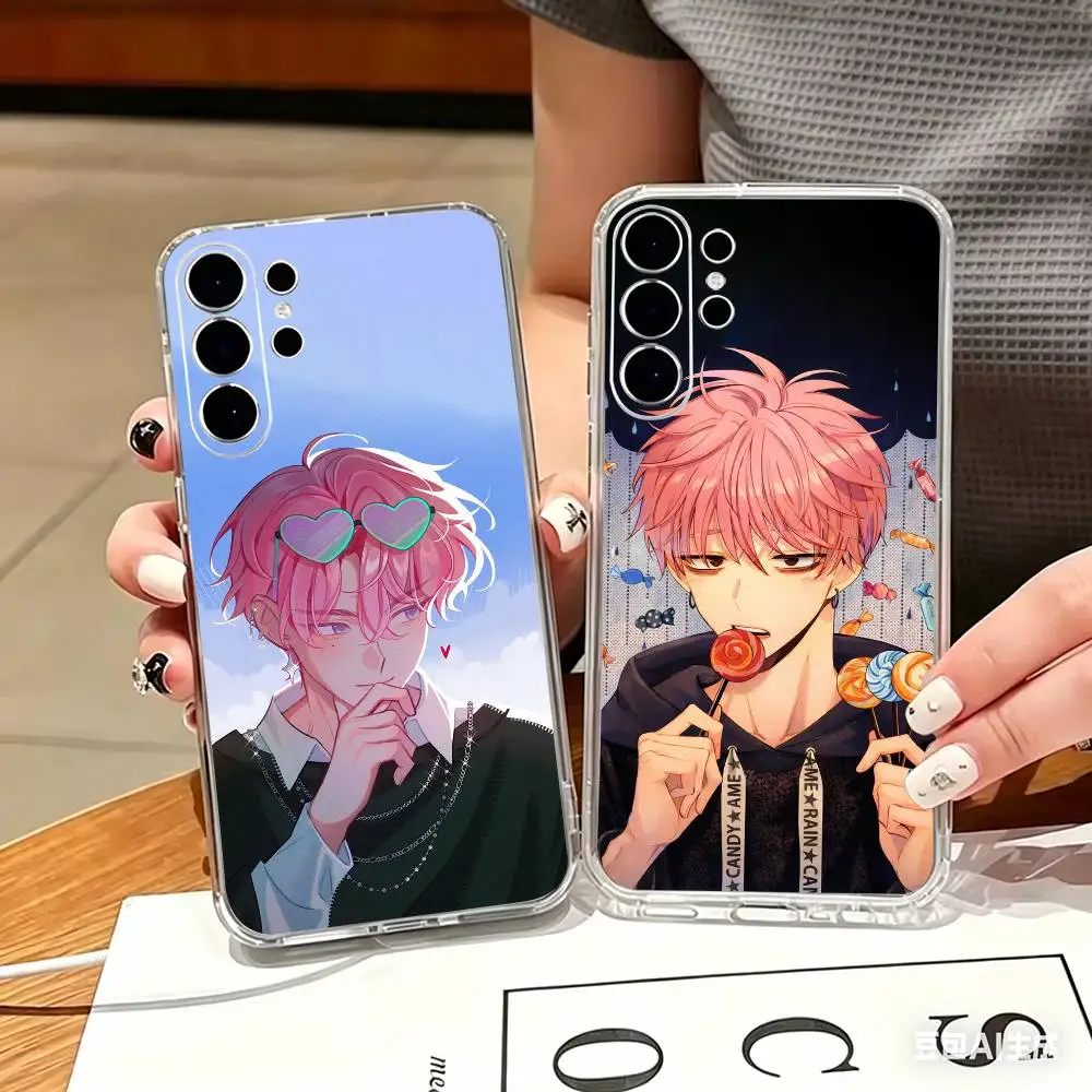 Tamon s Y-Side pink anime  Phone Case For Samsung S25,S24,S21,S22,S21,S20,S10,S9Ultra,Plus,Fe,Lite Transparent Cover